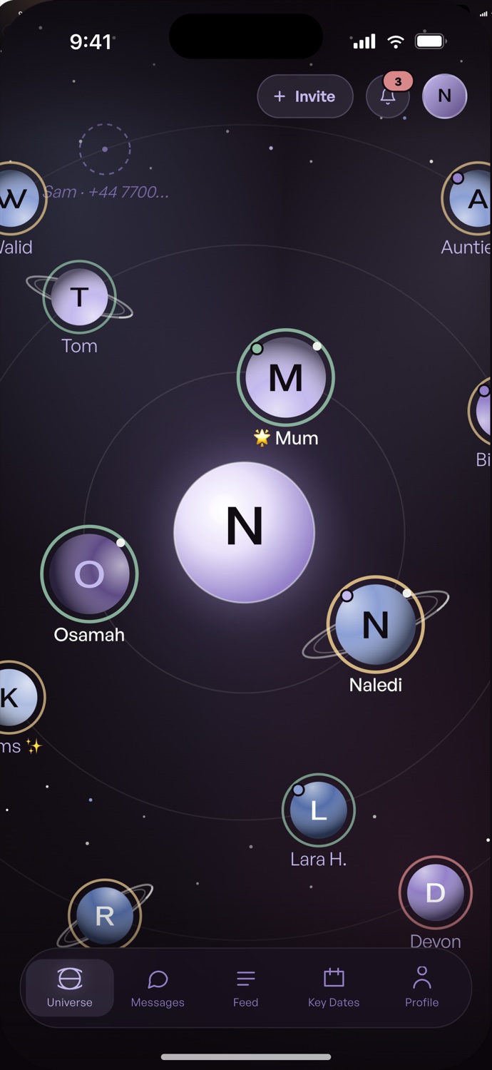 Closerr app — Universe view